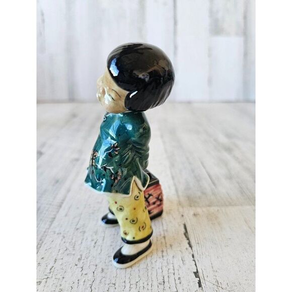 Gort little carp girl lantern Chinese green figurine vintage 1949 priolo statue - Picture 3 of 10